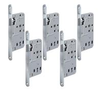 BASI Serrure à larder pour portes de chambre - DIN droite - Serrure B - Serrure de porte de chambre - Têtière ronde en acier inoxydable 235 x 20 mm - Distance au canon 55 - Espacement : 72 mm