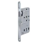 BASI Serrure à larder pour portes de chambre - DIN droite - Serrure B - Serrure de porte de chambre - Têtière ronde en acier inoxydable 235 x 20 mm - Distance au canon 55 - Espacement : 72 mm