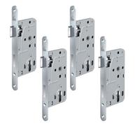 BASI Serrure à larder pour portes de chambre - DIN gauche - Cylindre profilé PZ - Serrure de porte de chambre - Têtière ronde en acier inoxydable 235 x 20 mm - Distance au canon 55 - Espacement 72 mm