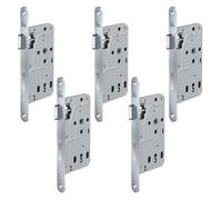 BASI Serrure à larder pour portes de chambre - DIN gauche - Serrure B - Serrure de porte de chambre - Têtière ronde en acier inoxydable 235 x 20 mm - Distance au canon 55 - Espacement 72 mm - 5