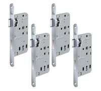 BASI Serrure à larder pour portes de chambre - DIN gauche - Serrure B - Serrure de porte de chambre - Têtière ronde en acier inoxydable 235 x 20 mm - Distance au canon 55 - Espacement 72 mm - 4