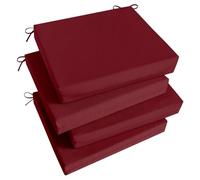 Basic Beyond Lot de 4 Coussins de Chaise d'extérieur et d'extérieur - Coussins de Chaise d'angle carrés imperméables avec Attaches - 47 x 40,6 x 7,6 cm - Rouge