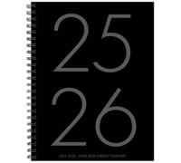 Basic Black Academic July 2025 - June 2026 8.5 X 11 Weekly Monthly Softcover Planner