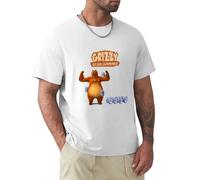 Basic diary Sunlight Grizzy Bear Cute Lemmings Casual Round Neck T Shirt White 3XL