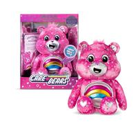 Basic Fun Care Bears Cheer Bear Édition Collector 35 cm Ours en peluche avec badge lumineux brillant sur le ventre, fourrure à motif cœur, parfait pour les collectionneurs et les câlins : Amazon.co.uk