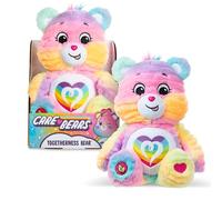 Basic Fun Care Bears Peluche colorée de 35 cm - Ours Togetherness - Peluche écologique avec badge au ventre lumineux - Collection vibrante pour enfants et fans