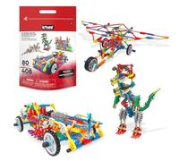 Basic Fun K'NEX Deluxe - 408 pièces pour Construire 80 modèles - Ensemble avec Sac de Rangement - Jeu STEM pour Enfants dès 7 Ans