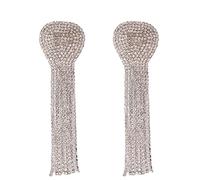 BASIC HOUSE Collection N20# - Boucles d'oreilles pendantes en strass pour femme - Longues boucles d'oreilles chandelier à franges en cristaux, Strass