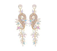 BASIC HOUSE Collection N31# Boucles d'oreilles pendantes en cristal pour femme, Strass, Cristal