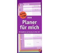 Basic Planer für mich 2026: Praktischer Wandplaner mit 2 Spalten. Wandkalender mit Schulferien und 3-Monats-Ausblick aufs Folgejahr. Terminkalender 2026 zum Eintragen.