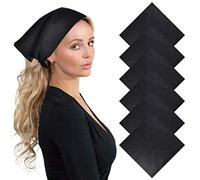 Basic Sense Bandana unisexe pour homme et femme, couleur unie, 100 % coton, bandana, tête, cou, poignet, écharpe, 55 x 55 cm, Noir (6 pièces), Taille unique