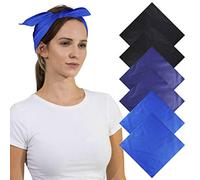 Basic Sense Bandana unisexe pour homme et femme, couleur unie, 100 % coton, bandana, tête, cou, poignet, écharpe, 55 x 55 cm, 6 pièces bleues, taille unique