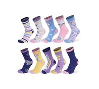 Basic Treasure Lot de 10 paires de chaussettes pour enfants garçons ou filles, courtes ou longues, 70% coton, Öko-Tex, Licorne - Long, 35-38
