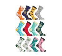 Basic Treasure Lot de 12 Paires de Chaussettes Amusantes, Happy Socks en Coton, Colorées Avec Motifs, Pour Homme et Femme, Idée Cadeau, Tropical, 39-42