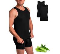 Basic Treasure Lot de 2 maillots de corps pour homme, débardeurs pour homme, en coton de bambou extra doux, noir ou blanc, Noir , XL
