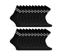 Basic Treasure Lot de 20 Paires Chaussettes de Tennis Unisexe, Coton | Matière extensible, OEKO-TEX, tenue stable sans serrer ni glisser, travail et loisirs