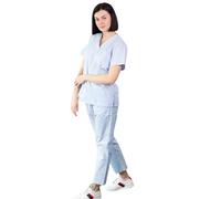 Basicfit - Tenue de bloc - Tenue médicale pour Médecin, Dentiste, Infirmier, Aide-soignant - Unisexe (Bleu ciel, M)