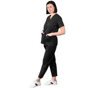 Basicfit - Tenue de bloc - Tenue médicale pour Médecin, Dentiste, Infirmier, Aide-soignant - Unisexe (Noir, M)
