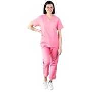 Basicfit - Tenue de bloc - Tenue médicale pour Médecin, Dentiste, Infirmier, Aide-soignant - Unisexe (Rose, XXL)