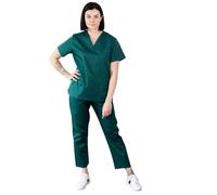 Basicfit - Tenue de bloc - Tenue médicale pour Médecin, Dentiste, Infirmier, Aide-soignant - Unisexe (Vert, L)