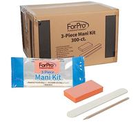 Basics Kit mani 3 pièces, lime à ongles en bois blanc grain 100/180, mini tampon orange grain 100/180, bâton en bois, 300 pièces