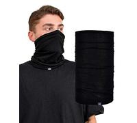 BasicSense Cache-cou en jersey de coton mélangé doux multifonctionnel pour sports d'hiver - Noir - Taille Unique