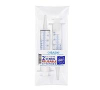 BASIK Lot de 2 seringues à pointe cathéter de 60 ml, joint torique en | Réutilisable avec joint torique en silicone qui glisse facilement. Idéal pour l'alimentation des animaux (oiseaux exotiques)