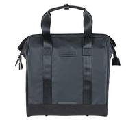 Basil Bicycle Shopper MIK Hooks - 23 L - Bâche - Compartiment Principal avec Compartiment rembourré pour Ordinateur Portable - Stable et imperméable - Poignées Confortables - Réfléchissant - Noir