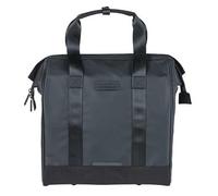Basil Bicycle Shopper MIK Hooks - 23 L - Bâche - Compartiment Principal avec Compartiment rembourré pour Ordinateur Portable - Stable et imperméable - Poignées Confortables - Réfléchissant - Noir