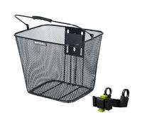 Basil Bilbao Panier de vélo avant KF, noir, résistant aux intempéries, panier de guidon robuste et pratique, compatible KF, idéal pour les excursions quotidiennes et les courses, fixation facile
