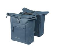 Basil Brooklyn Double Sacoche de vélo - Étanche 41 l - avec Plaque d'adaptation MIK - Imperméable - Réfléchissant - en matériau recyclé - Bleu
