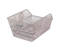 Basil Cento Flower Panier arrière de vélo Nude Metallic - Fixable avec matériel de Fixation, résistant aux intempéries et Robuste, idéal pour Les Courses et Les Excursions