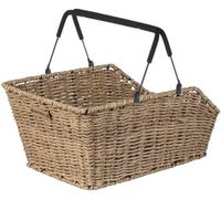Basil Cento Panier de vélo arrière MIK aspect rotin - 22 l - Résistant aux intempéries - Système MIK verrouillable - Stable pour porte-bagages