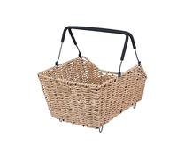 Basil Cento Panier de vélo - Roue arrière - Multi-système - Aspect rotin - Résistant aux intempéries - 22 litres - Marron Clair