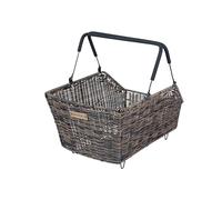 Basil Cento Panier de vélo - Roue arrière - Multi-système - Aspect rotin - Résistant aux intempéries - 22 litres - Marron