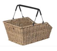 Basil Cento Rattan Look MIK Panier de vélo arrière, 22 l, Marron Naturel, résistant aux intempéries, avec système MIK verrouillable