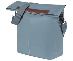 Basil City Fahrradshopper MIK Hooks - 14-16 l - Cuir végétalien - Fermeture Pliable imperméable avec Aimant - Compartiment intérieur zippé - Bandoulière Amovible - Bleu Graphite