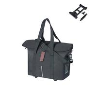 Basil City MIK - Sac à Main de vélo - 8-11 l - Noir - Imperméable - avec système MIK & KF verrouillable - Crochet de Porte-Bagages pour Une Fixation Polyvalente