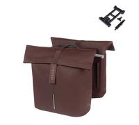 Basil City MIK Sacoche Double 28-32 l, Marron, imperméable, avec Plaque d'adaptation MIK verrouillable, idéale pour la Ville et Les trajets