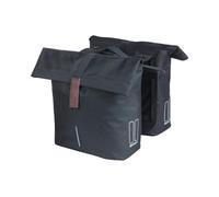 Basil City MIK Sacoche Double 28-32 l, Noire, imperméable, avec Plaque d'adaptation MIK verrouillable, Parfaite pour Les trajets et Les Loisirs