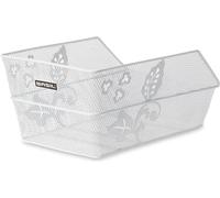 Basil Corbeille de porte-bagages CENTO Flower S blanche - corbeille robuste en acier avec motif floral, 32x22x17 cm, montage fixe, idéale pour les sacs d'école et les courses