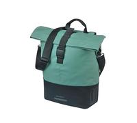 Basil Cove - Sacoche de vélo pour Porte-Bagages - Étanche 14-16 l - Réfléchissante - en matériau recyclé - Compatible MIK - 29 x 14,5 x 36 cm - Vert/Blanc