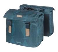 Basil Elegance Double Bicycle Bag - Polyester pour animaux de compagnie recyclée - Clôture de pliage de retenue - Système MIK - Bouchette Bleu Bleu G