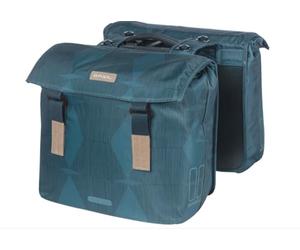 Basil Elegance MIK Sacoche Double 40-49 l, imperméable, Durable en matériaux recyclés, avec Plaque d'adaptation MIK verrouillable, idéale pour Le Quotidien et Les Courses