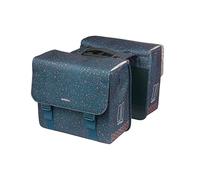 Basil Flair MIK Sacoche de vélo Double imperméable en Polyester recyclé avec Plaque d'adaptation MIK verrouillable, idéale pour la Ville et la Vie Quotidienne Bleu 35 l