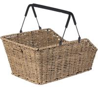 Basil Cento Rattan Look MIK Panier de vélo arrière, 22 l, Marron Naturel, résistant aux intempéries, avec système MIK verrouillable