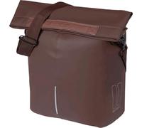 Basil Mik Hooks Cabas de vélo, 14-16 l, en Cuir végétalien, Fermeture Pliable imperméable avec Aimant, Compartiment intérieur zippé, LED, réfléchissant, bandoulière Amovible, Marron Rouille