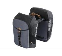 Basil Miles MIK Sac Double imperméable avec système MIK verrouillable 34 l, Bleu/Marron, idéal pour Les randonnées à vélo et Les trajets