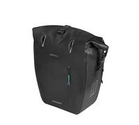 Basil Rivo Sacoche de vélo individuelle - Étanche - 25-31 l - Réfléchissante - en Tarpaulin - avec Crochets Micro - 28 x 14 x 43 cm - Noir