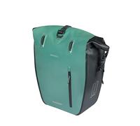 Basil Rivo Sacoche de vélo individuelle pour Porte-Bagages, étanche, 25-31 l, réfléchissante, en Tarpaulin, avec Crochets MIK, 28 x 14 x 43 cm, Vert